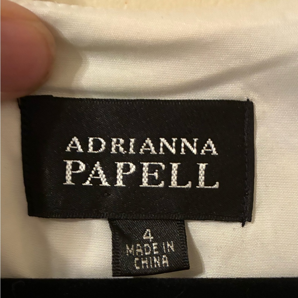 Adrianna Papell White Floral V-Neck Sheath Dress Watercolor EUC 4 Wedding Summer - Picture 8 of 11